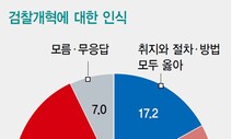 “검찰개혁 취지 옳았지만 추진절차·방법 무리” 42%