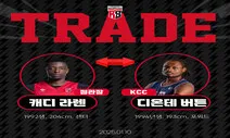 KCC 버튼-정관장 라렌, 팀 바꾼다…구단 1대1 트레이드 합의