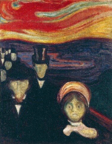 코로나19, 모두가 불안과 공포에 휩싸인 가운데 ‘코로나 블루’와 ‘코로나 레드’가 사회를 뒤덮고 있다. 신경증을 벗어나지 못한 뭉크의 그림처럼. 에드바르 뭉크, 불안 (1894)