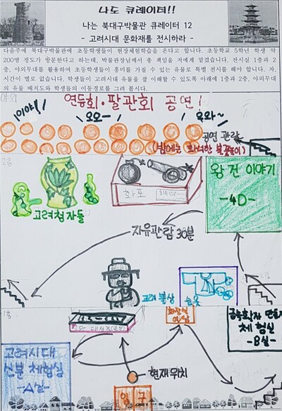 초등 교실에서 열린 ‘나도 큐레이터’ 수업 학습지. 고려 시대 문화재를 전시하라는 과제를 보고 자신만의 박물관을 구상해보는 수업이다. 이관구 교사 제공