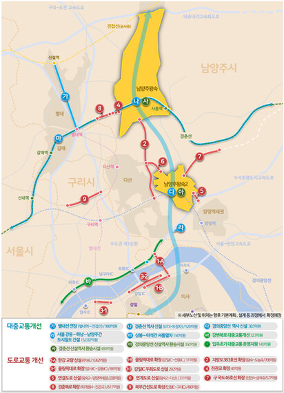 남양주 왕숙 광역교통개선대책 내용. 국토교통부 제공