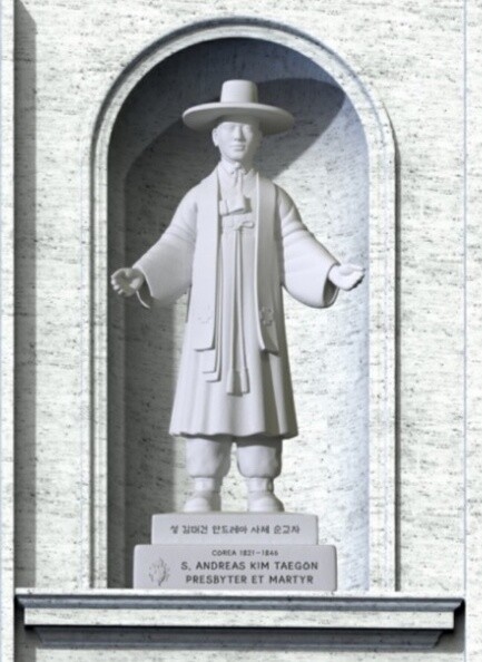 바티칸 성베드로 대성전에 설치될 성 김대건 신부 조각상 이미지. 한진섭 작가 제공