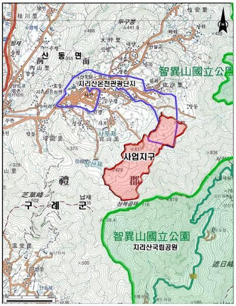 2013년 전남 구례군이 고시한 골프장 예정 터. ‘지리산골프장을 반대하는 구례 사람들’ 제공