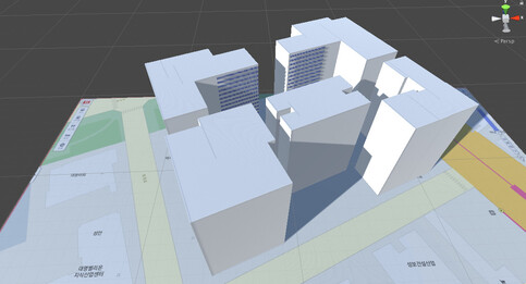 해줌이 만들고 있는 3차원 건물 햇빛지도의 사례. 날짜, 시간대, 기상상황에 따라 달라지는 건물의 햇빛과 그림자 상태를 데이터베이스화해서 향후 제로에너지빌딩 시대에 활용될 건물벽 태양광 발전을 준비하고 있다. 해줌 제공.