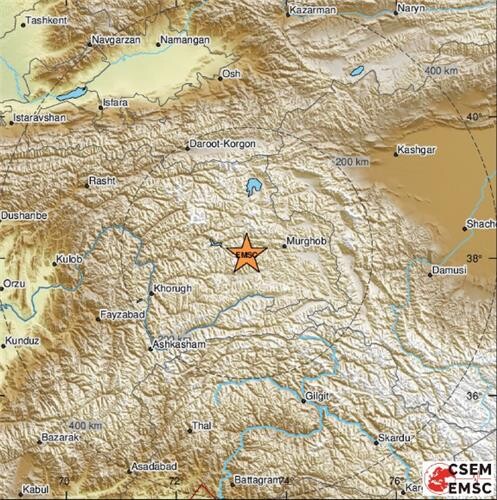 중국 “타지키스탄 중국 접경 지역서 규모 7.2 지진” EMSC 홈페이지 캡처.