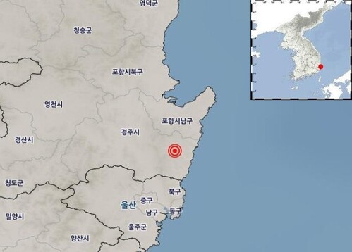 30일 새벽 4시55분 지진 발생 지점. 기상청 누리집 갈무리