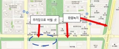 광주시 북구 첨단산업단지 2지구 안 완충지대.