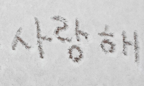 [만리재사진첩] 코로나19 팬데믹 2년…눈위에 쓰인 ‘사랑해’