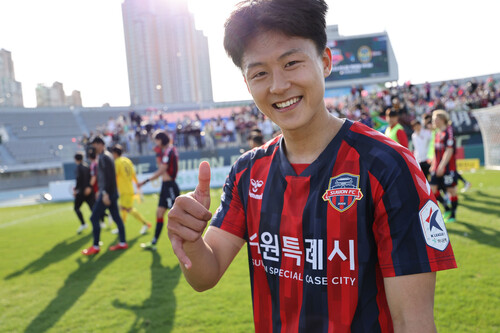 수원FC의 이승우. 한국프로축구연맹 제공