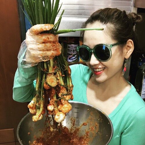 인도에서 김치 담가 먹은 작은미미. 사진 작은미미 제공