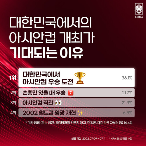 대한축구협회 에스엔에스 설문조사 표. 대한축구협회 제공