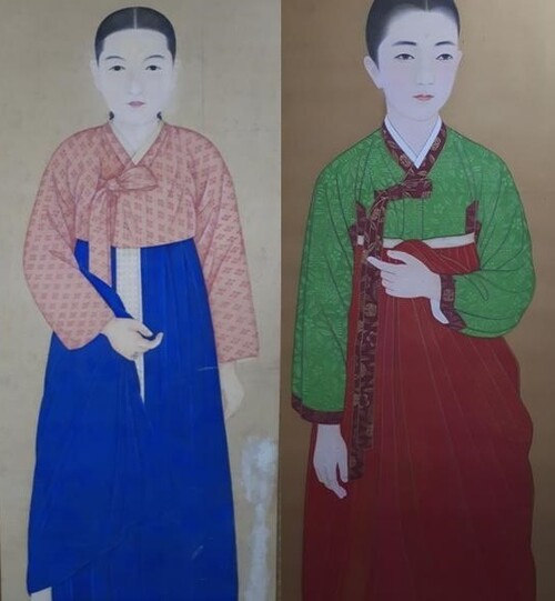 1931년 제1회 춘향제에 사용했다는 최초 춘향영정(왼쪽)과 지난해 철거된 친일화가 김은호가 그린 작품.