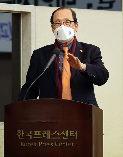 장영달 전 의원이 28일 서울 중구 프레스센터에서 발언하고 있다. 연합뉴스