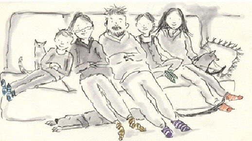 자가 격리 동안 가족의 일상을 그린 앤지 스티븐스. 출처: 비비시