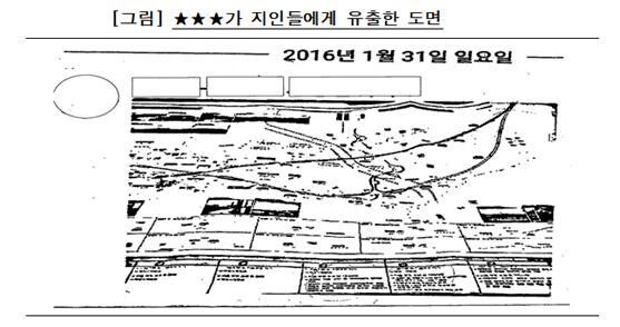 ㄱ씨 징계요구서에 기재된 유출 도면. 김은혜 의원실 제공