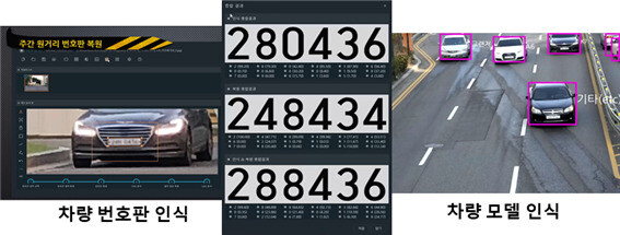차량 번호판·모델 인식 기술 적용 모습.