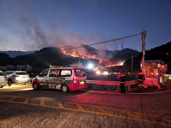 14일 오전 4시53분 강원 삼척시 근덕면 동막리의 한 야산에서 발생한 산불이 4시간여 만에 진화됐다. 연합뉴스