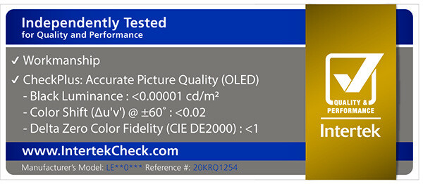 인터텍이 발급한 OLED TV 패널 화질 정확도 인증 로고. LG디스플레이 제공