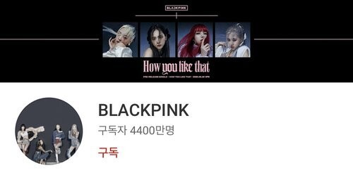 블랙핑크 유튜브 계정 갈무리