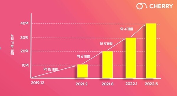 체리 누적 기부금액 그래프. 이포넷 제공