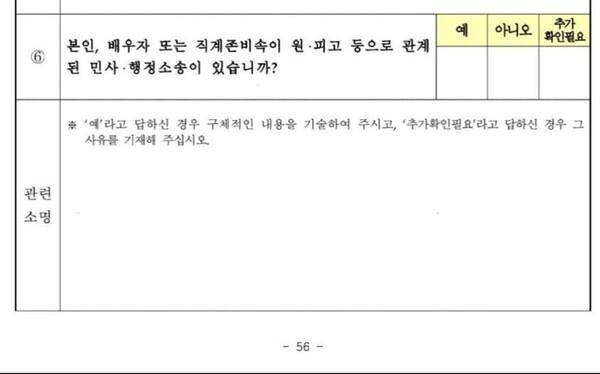 지난해 대통령실이 공개한 공직 예비 후보자 사전 질문지. 윤건영 의원 제공