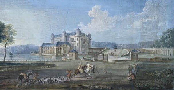 18세기 샹티이성의 모습. 장바티스트 랄르망의 작품으로 콩데박물관 소장. 위키피디아