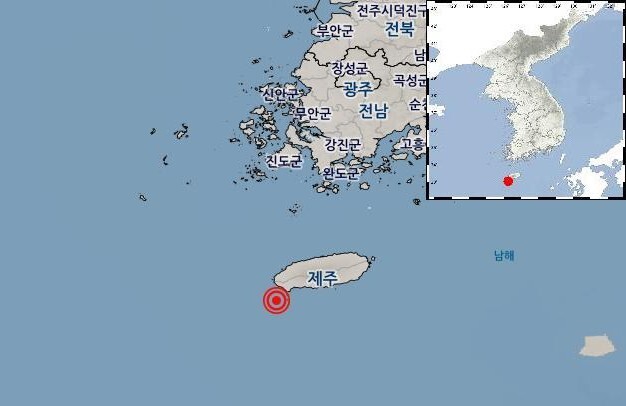 17일 오전 6시22분께 제주 인근 해역에서 규모 3.2 지진이 발생했다. 12·14 지진의 여진으로 추정된다. 기상청 제공