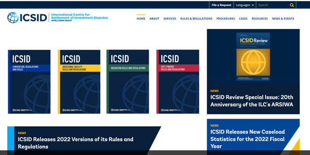 ‘투자자-국가 분쟁 해결 절차’(ISDS)를 담당하고 있는 세계은행 산하 민간기구인 국제투자분쟁해결센터(ICSID) 누리집