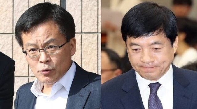 조남관 대검 차장(총장 직무대행·왼쪽)과 이성윤 서울중앙지검장. &lt;한겨레&gt; 자료사진