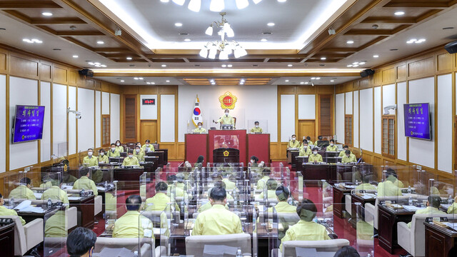 본회의가 열리고 있는 대구시의회 본회의장 전경. 대구시의회 제공