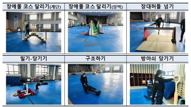 남녀 동일한 기준으로 시행되는 경찰 체력검사 종목. 경찰청 제공