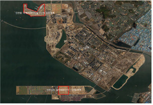 인천 국제여객터미널(위)과 인천신항 항만배후단지의 모습. 국토교통부 제공