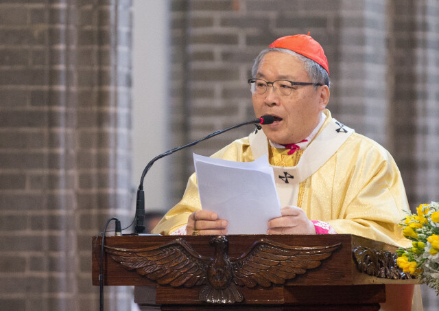 미사를 집전 중인 염수정 추기경. 사진공동취재단