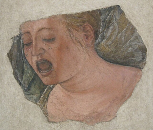 에르콜레 데 로베르티, <울고 있는 막달라 마리아>, 1475~1485년께, 프레스코, 이탈리아 볼로냐 국립회화관.