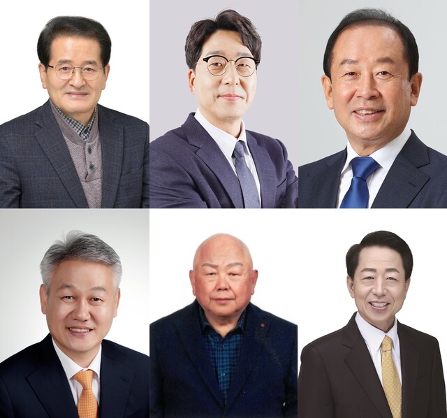 왼쪽 위부터 시계방향으로 국민의힘 김경민, 진보당 강성희, 무소속 임정엽, 김호서, 안해욱, 김광종 후보. 전북선관위 누리집