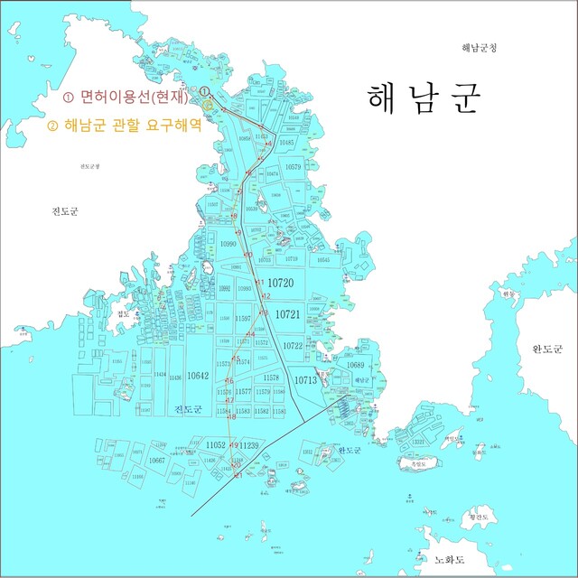 해남군이 권한쟁의심판을 청구한 마로해역 도면.해남군 제공