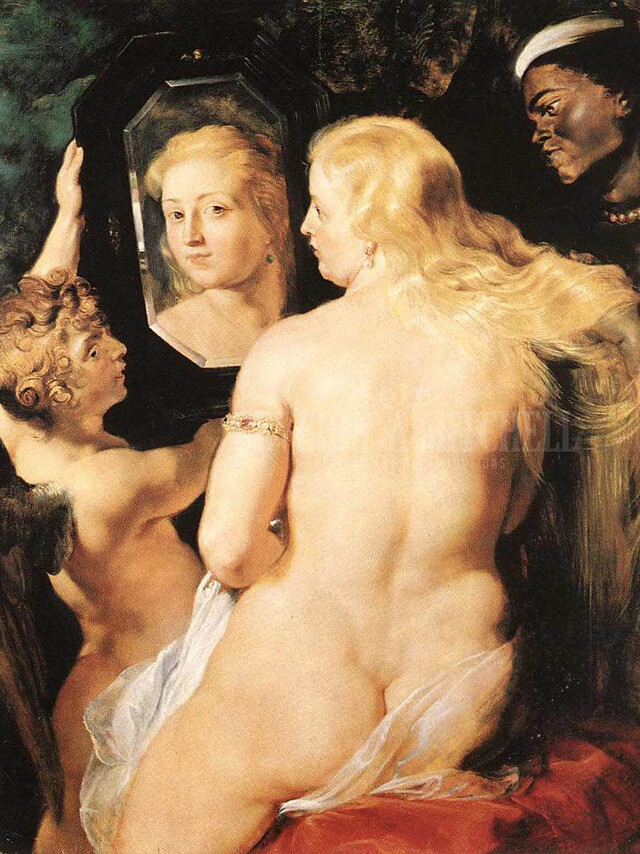 페테르 파울 루벤스, <거울을 보는 비너스>, 패널에 유채, 1615년, 리히텐슈타인박물관.