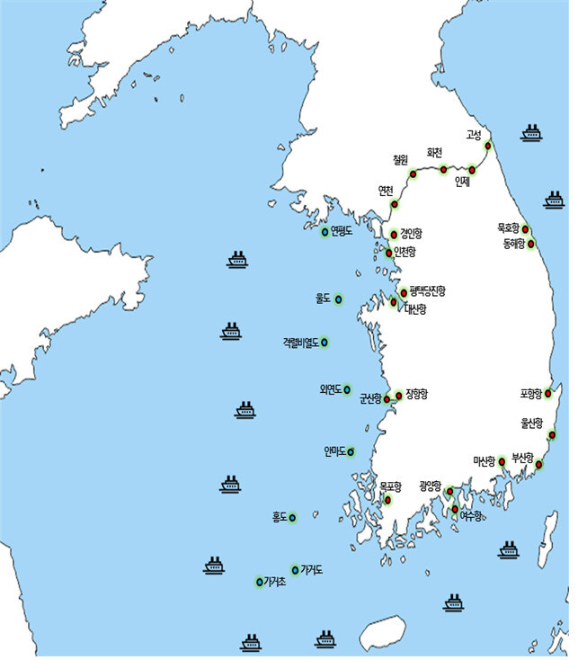 환경부가 구축하는 국외 미세먼지 감시측정망 대상 지역을 표시한 지도. 환경부 제공