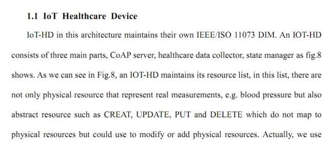 2015년 6월, 유학생 ㄱ씨의 석사 학위 논문 ‘Design and Implementation of IEEE 11073 DIM/Service Model using CoAP for Internet of Things’ 일부. ※ 이미지를 누르면 크게 볼 수 있습니다.