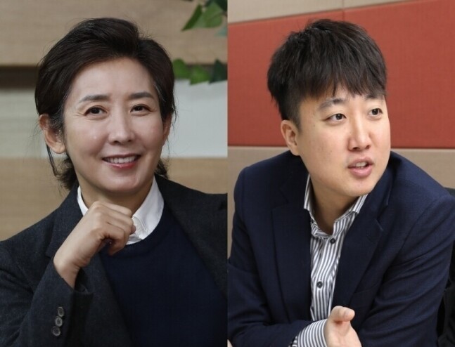 나경원 전 의원과 이준석 전 최고위원. 이정아·정용일 기자