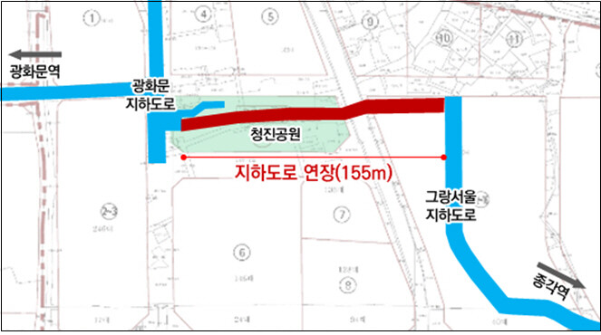 광화문역과 종각역 사이에 끊겨있던 지하보행로가 연결되는 모습. 서울시 제공.