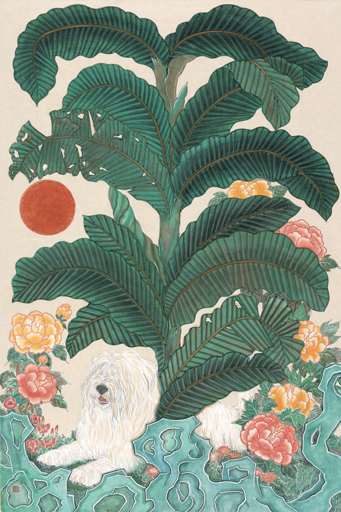 파초도 (삽살개), 83X56cm, 장지에 채색, 2021. 사진 곽수연 제공