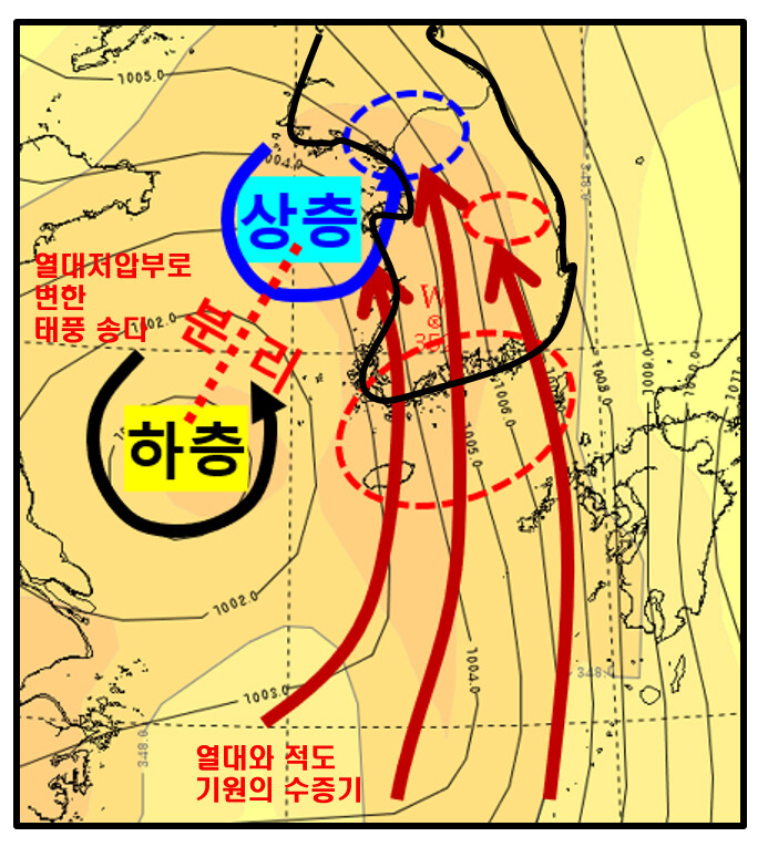 31일부터 8월2일까지 강수 모식도. 기상청 제공