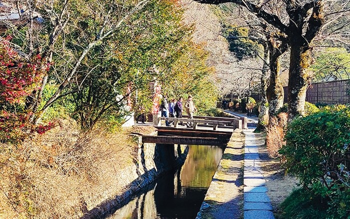 인공수로를 따라 조성된 철학의 길은 사계절 모두 걷기에 안성맞춤이다. 주변에 난젠지 등 교토의 유명한 사원이 즐비해 관광도 겸할 수 있다.