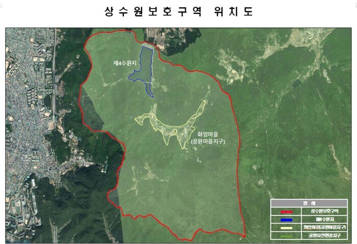 광주시 북구 청풍동 일대 상수원보호구역 위치. 광주시 제공