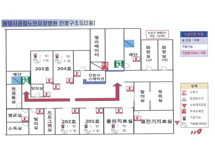 전남 광양시 공립노인요양병원 2층의 살려도. 전남소방본부 제공