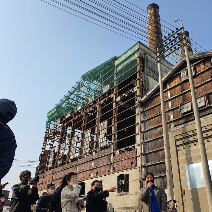 광주시 북구 임동 일신방직 공장 안에 일제 때 설립된 옛 화력발전소 건물이 남아 있다. 정대하 기자