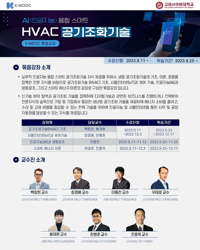 &nbsp; &nbsp; &nbsp; &nbsp; &nbsp; &nbsp; &nbsp; &nbsp; &nbsp; &nbsp; &nbsp; &nbsp; &nbsp; &nbsp; &nbsp; &nbsp; &nbsp; &nbsp; &nbsp; &nbsp; &nbsp; &nbsp; &nbsp; &nbsp; &nbsp; &nbsp; &nbsp; &nbsp; &nbsp; &nbsp; &nbsp; &nbsp;AI융합 스마트 HVAC 2차 묶음강좌 안내.고려사이버대 제공