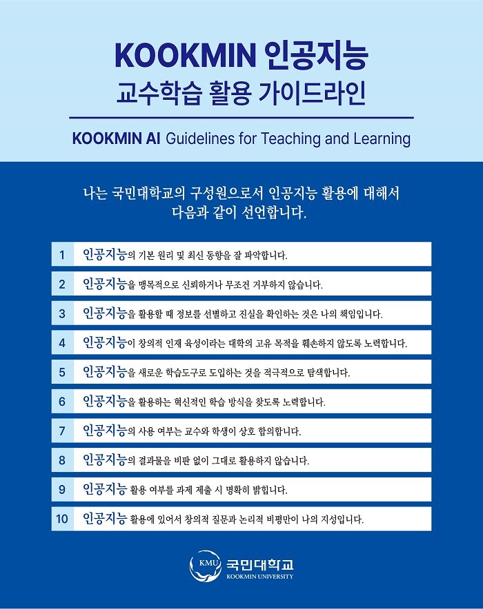  국민대학교 챗GPT 대학생 윤리선언문. 국민대 제공 국민대학교 챗GPT 대학생 윤리선언문. 국민대 제공