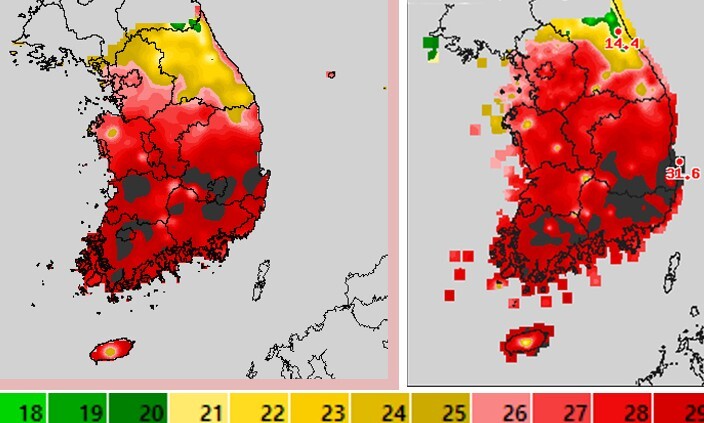 4∼5일 일최고기온 분포. 기상청 제공